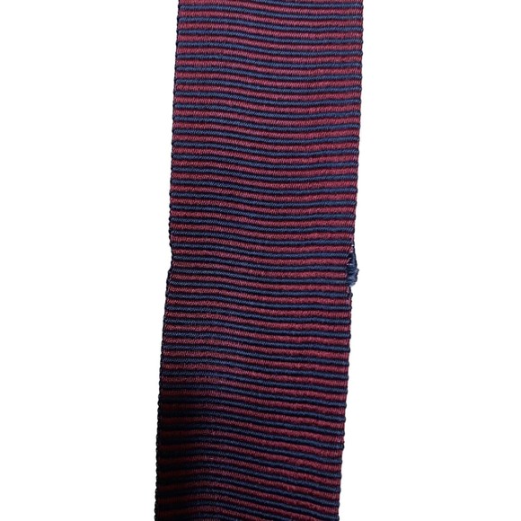 PERRY ELLIS PORTFOLIO Brown Leather Navy Red Stripe Y Suspenders Brass Hardware - Picture 8 of 8